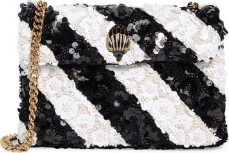 Kurt Geiger Medium Kensington Sequin Convertible Shoulder Bag in Black/White at Nordstrom Rack