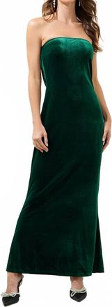 Sugarlips Dynamite Velvet Strapless Maxi Dress In Emerald
