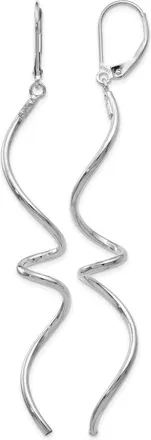 Diamond2Deal 14K White Gold Twisted Fancy Leverback Earrings