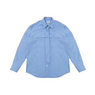 Dries Van Noten Cilian Classic Cotton Shirt With Tie - - Shirts - Uomo - Blu - S