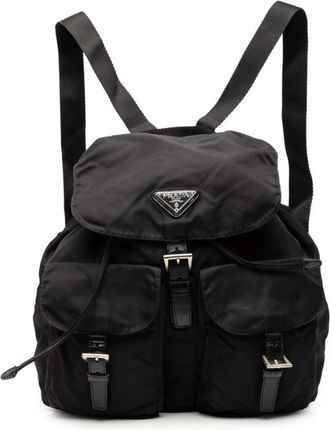 Prada Black Nylon Leather Backpack (Pre-Owned)