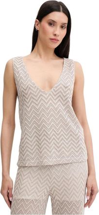 Liu Jo Chevron Knit Top - Dames - Tops zonder mouwen - Beige - M - Polyester - Tops