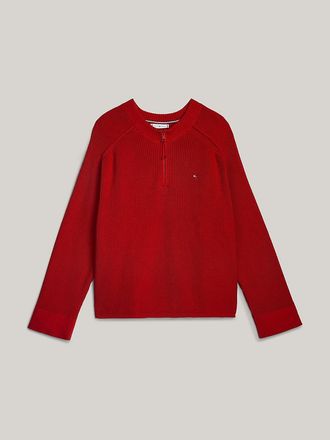 Tommy Hilfiger Womens Relaxed Fit Half-Zip Sweater - Red - XL