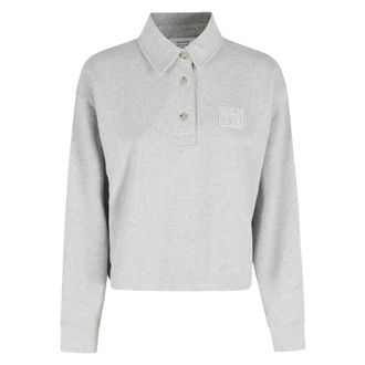 Maison Kitsun&eacute; Stamp Polo Sweatshirt - Dames - Polos - Grijs - M - Katoen - Tops