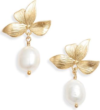 Set & Stones Maeve Freshwater Pearl Drop Earrings in Gold/white at Nordstrom