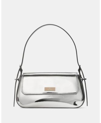 Kate Spade New York Womens Bridget Mirror Metallic Small Flap Shoulder - Silver - One Size