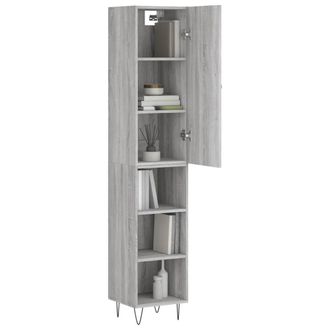 Berkfield Home Highboard Grey Sonoma 34.5x34x180 cm Engineered Wood
