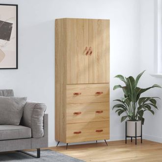 Berkfield Home Highboard Sonoma Oak 69.5x34x180 cm Engineered Wood in Brown