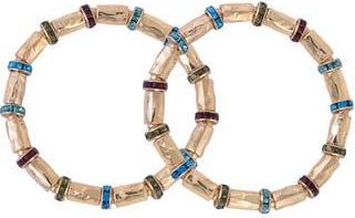 Rachel Roy Set of 2 Beaded Bangle Bracelets in Gold Multi at Nordstrom Rack