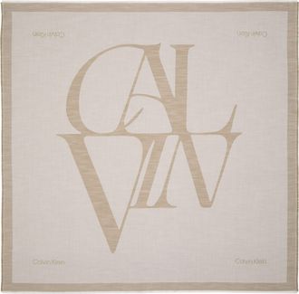 Calvin Klein Modetuch CALVIN KLEIN CALVIN CHAMBRAY SQUARE SCARF, Damen, desert taupe, Web, Baumwollmischung, gemustert, mehrfarbig, Modet&uuml;cher Modetuch, Mit Marken