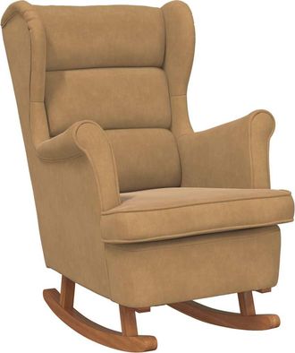 vidaXL Vidaxl - Silla Mecedora Con Patas De Madera De Caucho Terciopelo Marr&oacute;n