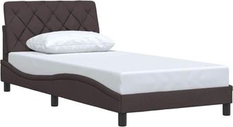 vidaXL Estructura De Cama Sin Colch&oacute;n Tela Marr&oacute;n Oscuro 100x200 Cm Vidaxl