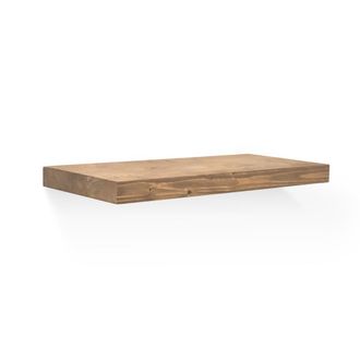 Deco Wood Mesita de noche de madera maciza flotante en tono envejecido 45x3,2cm