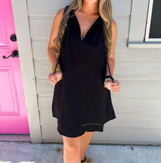 THML Clothing Sleeveless Textured Dress In Black
