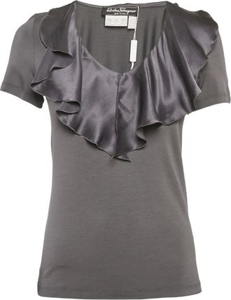 Ferragamo T-shirt con ruches - Grigio