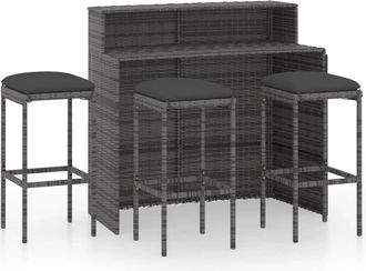 Les Tendances Conjunto De Barra De Jard&iacute;n Con Cojines 4 Piezas Gris 020013458