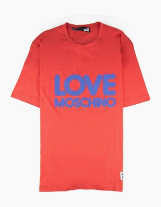 Love Moschino Mens Love Moschino Printed Logo T Shirt Red - Size: 40