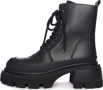 Cesare Gaspari Core Crater Combat Boot - Dames - Veterlaarzen - Zwart - 40 EU - Leer - Schoenen