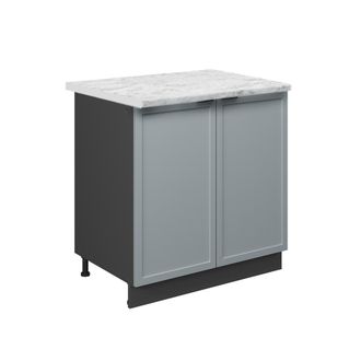 Vicco Armario Bajo Para Fregadero Fame-line, Azul Claro-gris, 80 Cm Con Estante, Et M&aacute;rmol Vicco