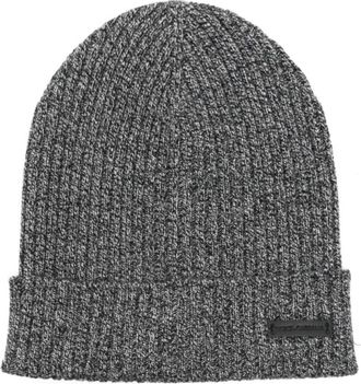 Dolce & Gabbana Zwarte Geribbelde Gebreide Beanie Muts - unisex - Hoeden - Grijs - ONE Size - Wol - Accessoires