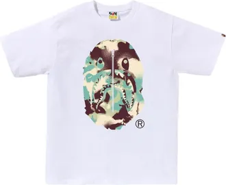 A Bathing Ape Map Camo Ape Head Shark T-Shirt White Multicolor 1L30-110-023-WHTMLT