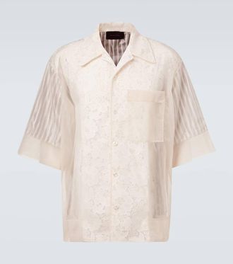 Simone Rocha Patchwork lace bowling shirt