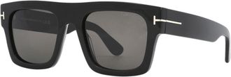 Tom Ford Black Acetate Rectangular Grey Mens Sunglasses FT0711 01A 53