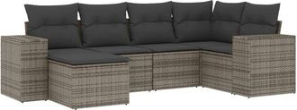 vidaXL Vidaxl - Set De Muebles De Jard&iacute;n 6 Pzas Y Cojines Rat&aacute;n Sint&eacute;tico Gris