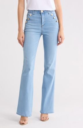 Democracy Long AB Sailor Button Itty Bootcut Jeans in Powder Blue Artisanal at Nordstrom Rack, Size 14