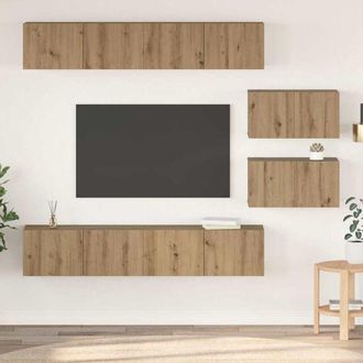 vidaXL Vidaxl - Juego De Muebles De Tv Montaje En La Pared 6 Pcs Roble Artisan