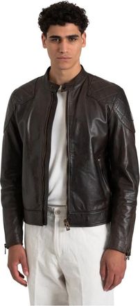 Belstaff Handgewaxte Leren Jas - Heren - Leren en Su&egrave;de Jassen - Bruin - M - Katoen - Jassen