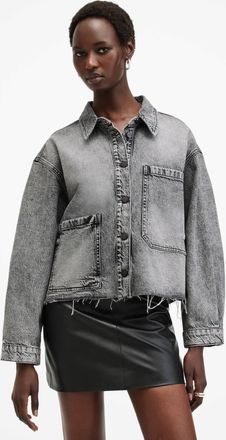 AllSaints Cotton Nicky Oversized Denim Shirt Jacket, Size: L