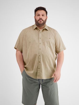 Lerros Kurzarmhemd LERROS LERROS Halbarmhemd in Grossen Gr&ouml;ssen, Herren, Gr. 5XL, extraweit, beige (light dune beige), 80% Baumwolle, 20% Leinen, Hemden Kurz