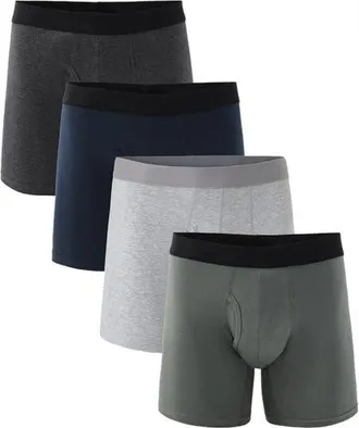 Pact Everyday Boxer Brief 4-Pack Made With Organic Cotton in Classic Neutrals at Nordstrom, Size Large