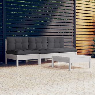 vidaXL Vidaxl - Muebles De Jard&iacute;n 4 Piezas Con Cojines Antracita Madera Pino
