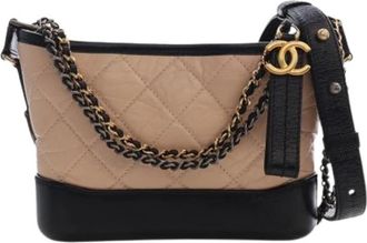 Chanel Pre-owned Gabrielle Hobo - Dames - Vintage Schoudertas - Beige - ONE Size - Leer - Vintage