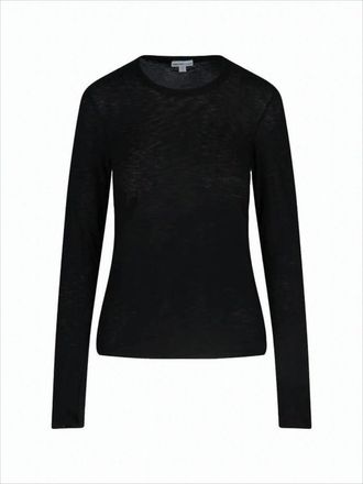 James Perse Long-Sleeved Velvet Top With Fitted Silhouette
