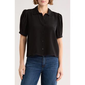 Frame Denim The Prim Silk Shirt in Black at Nordstrom, Size X-Large