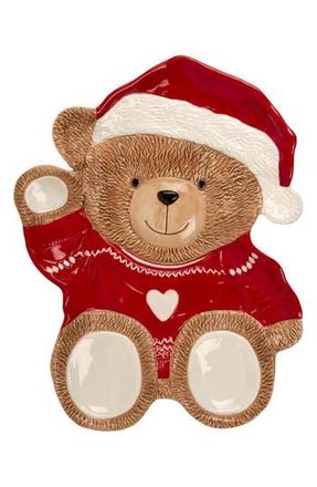 Home Essentials Christmas Teddy Bear Platter in Brown Multi at Nordstrom Rack