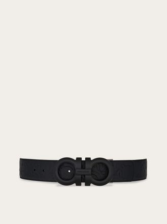 Ferragamo Men Reversible and adjustable Gancini belt Black