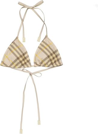 Burberry Check-Printed Halterneck Bikini Top, Size Medium
