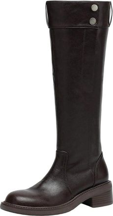 Generic Womens Leather High Heel Modern Riding Boots Casual Vintage Party Mid-Calf Boots