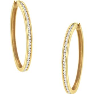 House of Brilliance 14K Yellow Gold 1.0 Cttw Diamond Circle Hoop Earrings at Nordstrom