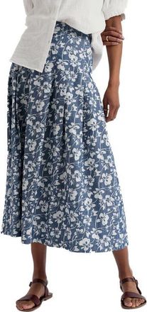 Seasalt Cornwall Jamboree Organic Cotton Chambray Midi Skirt in Mallow Vine Indigo at Nordstrom, Size 10 Us