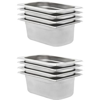 vidaXL Bandejas Gastronorm 8 Unidades Gn 1/4 100 Mm Acero Inoxidable Vidaxl