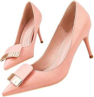 Generic Womens Soft Leather High Heel Pumps Pointed Toe Buckle Strap Office Work Dress Shoes