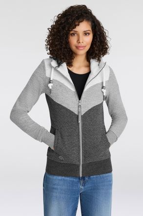 Ragwear Sweatjacke RAGWEAR TREGA ZIP O, Damen, Gr. XXL, grau, Sweatware, Obermaterial: 70% Baumwolle, 30% Polyester, bedruckt, kontrastfarbene Details, mehrfa