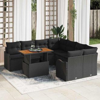 vidaXL Vidaxl - Conjunto De Sof&aacute; De Jard&iacute;n Manual 7 Pcs Negro 100 X 55 X 73 Cm
