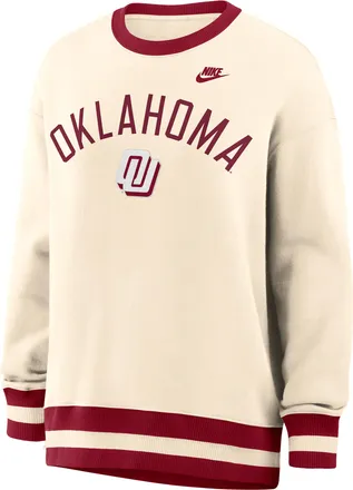 Nike Oklahoma Legacy Nike Womens College Oversized Pullover Crew in Brown | 040H0ID3OKV-526