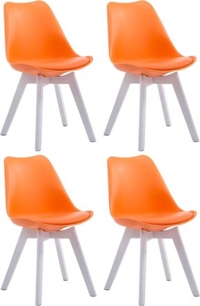 Clp Clp - Set De 4 Sillas De Comedor Borneo En Polipiel Naranja Blanco